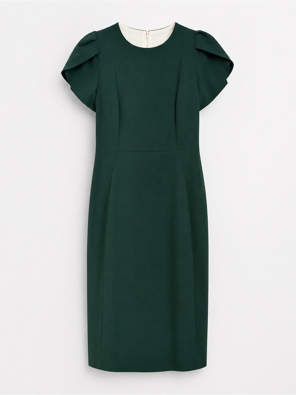 Calvin Klein Forest Green Puff Sleeve Midi Dress
